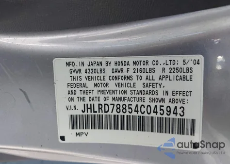 2004 Honda Cr-V Ex из США, поврежденный, VIN JHLRD78854C045943